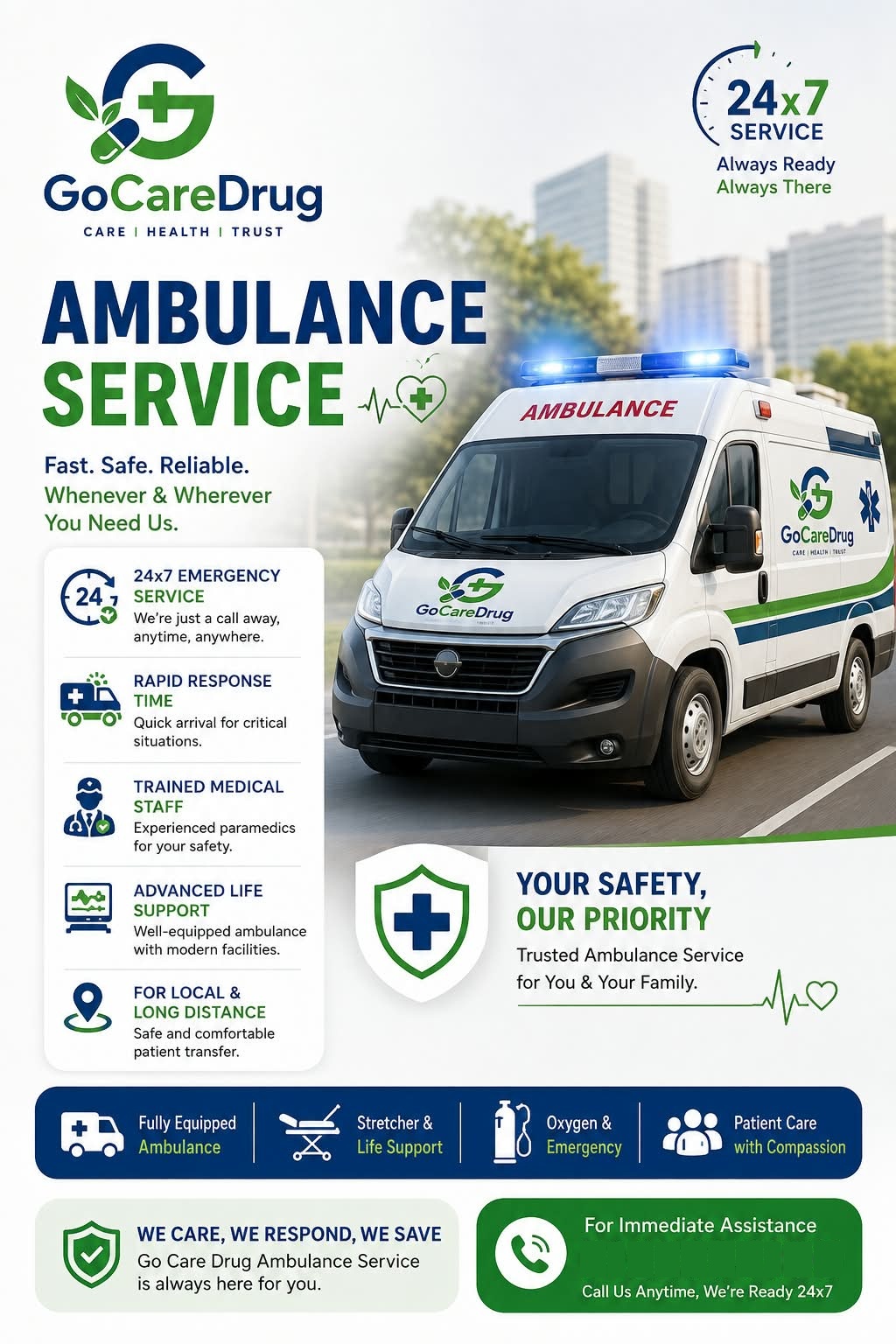 Ambulance service vehicle poster